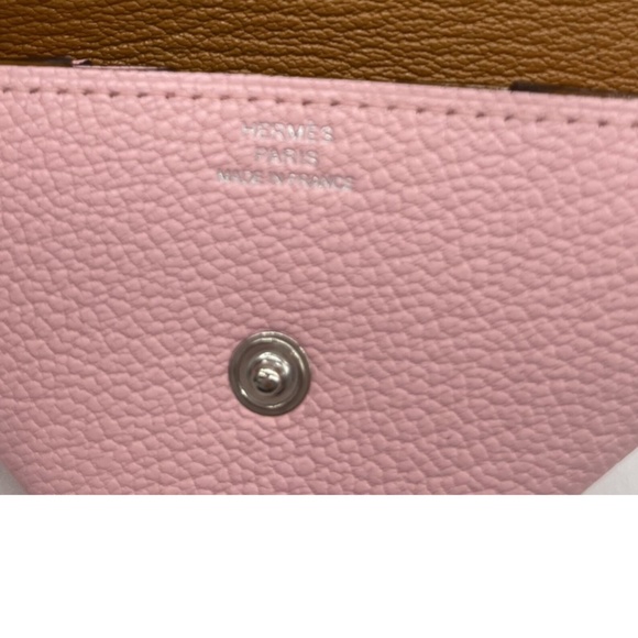 Hermes 24 Verso Mysore Goatskin Change Purse w/ Palladium Plated Snap in Pink - Picture 6 of 7